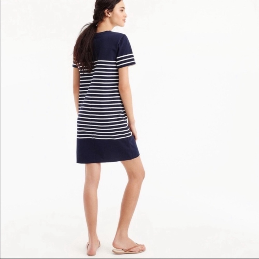 J. Crew Navy and White Nautical Striped 100% Cotton T Shirt Dress size Medium - Picture 3 of 10